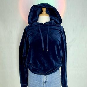 DKNY Navy Blue Velvet Hoodie Top